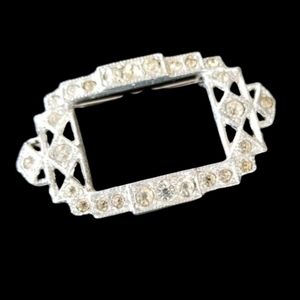 Vintage 1920s Patent Pending Pot Metal Rhinestone Art Deco Brooch Pin